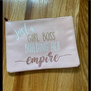 Cosmetic bag pink girl boss zipper NWOT